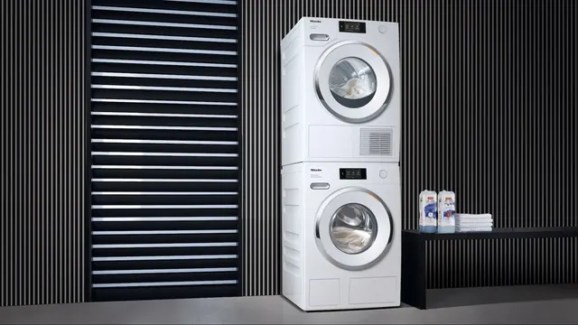 Stacked front-load washer and heat-pump dryer